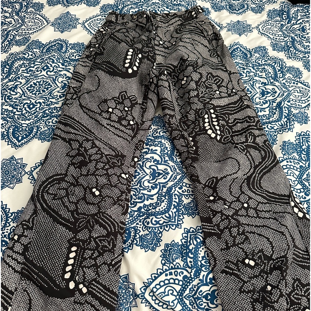 Free People Bunny Slope Black and White floral snow pant